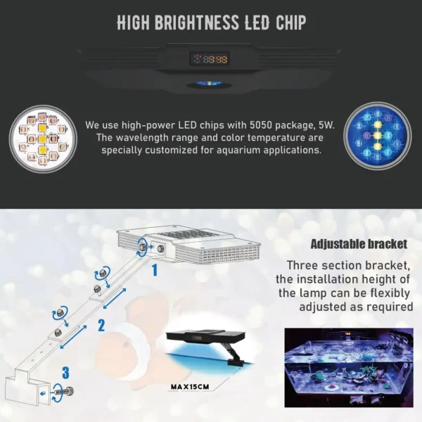 SPV3 reef AQUARIUM LIGHT HIGH-Power led and adjustable bracker